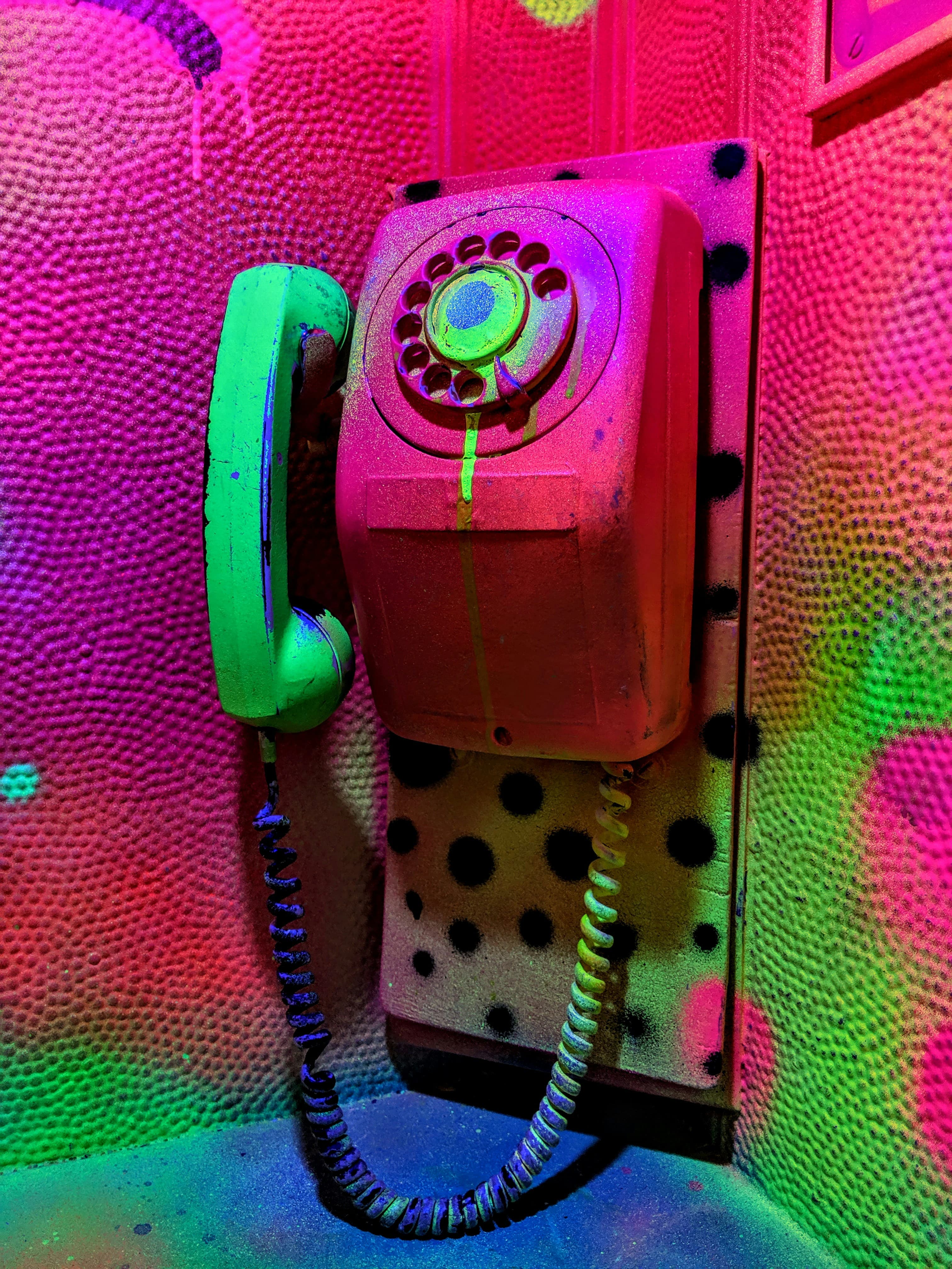 spraypainted rotary phone